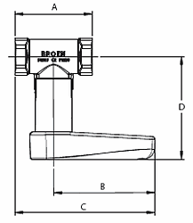 Чертеж Клапан балансировочный BROEN BALLOREX Venturi DRV Ду15 Ру25 резьбовой латунный
