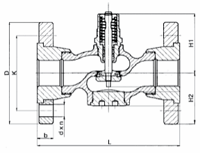 Чертеж Клапан регулирующий двухходовой M1F-FL Ду25 Ру16 фланцевый