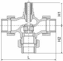 Чертеж Клапан регулирующий трехходовой M3F-SFL Ду15 Ру16 резьбовой