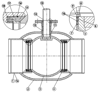 Материалы Крана Broen Ballomax газовый Ду200 Ру16/12 фланцевый с ISO-фланцем, Траб=-40/+80 под привод и редуктор