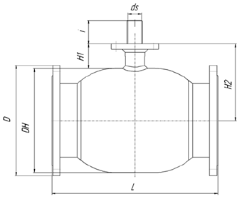 Чертеж Крана Broen Ballomax газовый Ду125 Ру16/12 фланцевый с ISO-фланцем, Траб=-40/+80 с редуктором